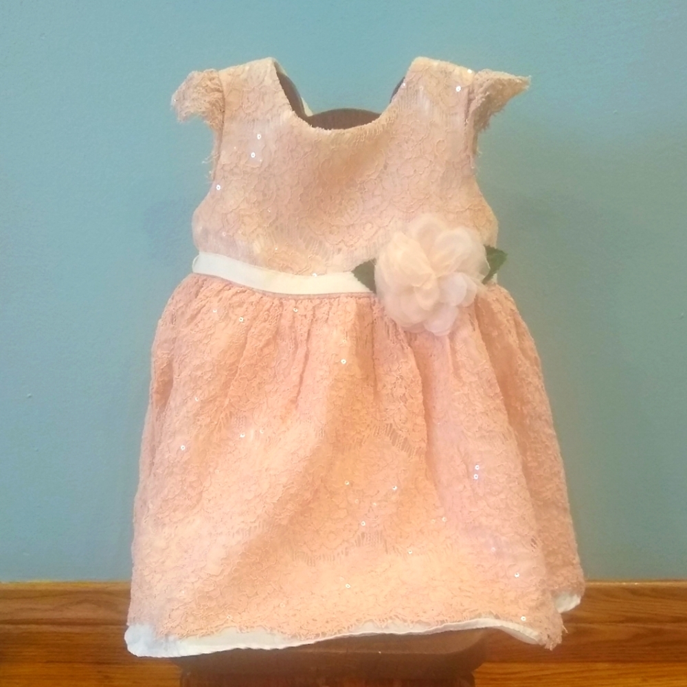 Little Girls Lace Peach Dress with brief